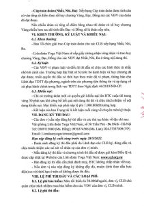 thông tin chi tiết về Giải đấu theo Quyết Định số 20/TB-LĐYVN
