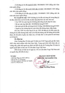 thông tin chi tiết về Giải đấu theo Quyết Định số 20/TB-LĐYVN