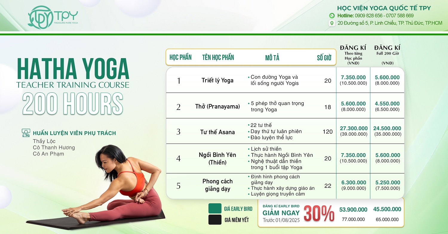 Đào tạo huấn luyện viên Hatha Yoga 200 giờ 15 Đào tạo HLV Hatha Yoga - Bảng giá chi tiết